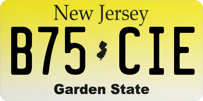 NJ license plate B75CIE