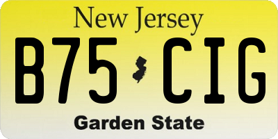 NJ license plate B75CIG