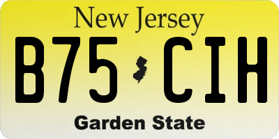 NJ license plate B75CIH