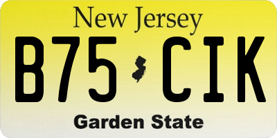 NJ license plate B75CIK