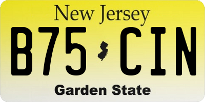 NJ license plate B75CIN