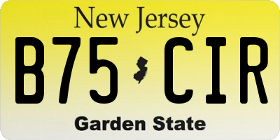 NJ license plate B75CIR