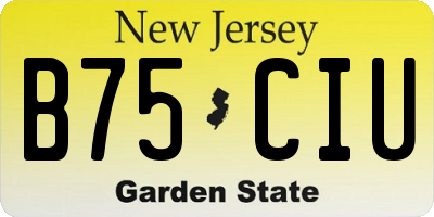 NJ license plate B75CIU