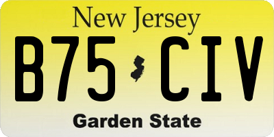 NJ license plate B75CIV