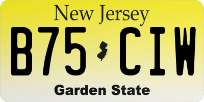 NJ license plate B75CIW