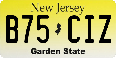NJ license plate B75CIZ