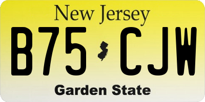 NJ license plate B75CJW