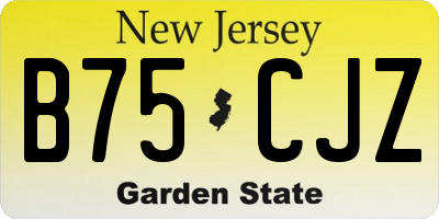 NJ license plate B75CJZ
