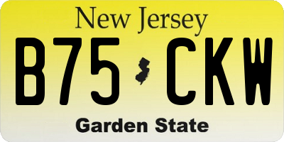 NJ license plate B75CKW