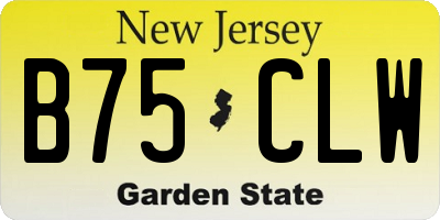 NJ license plate B75CLW