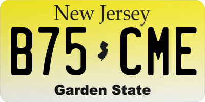 NJ license plate B75CME