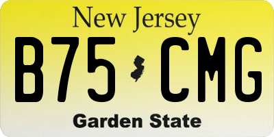 NJ license plate B75CMG