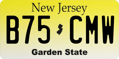 NJ license plate B75CMW