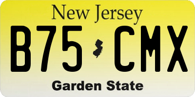 NJ license plate B75CMX