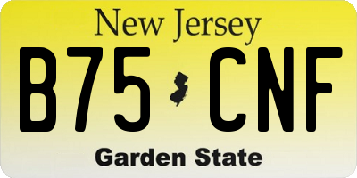 NJ license plate B75CNF
