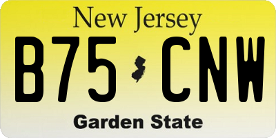 NJ license plate B75CNW