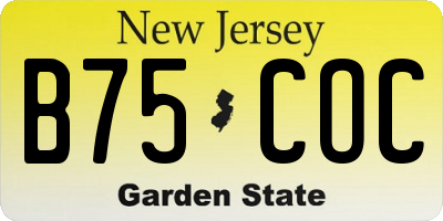 NJ license plate B75COC