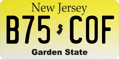 NJ license plate B75COF