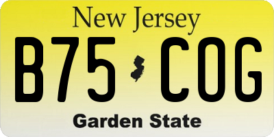 NJ license plate B75COG