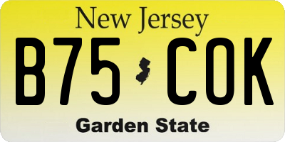 NJ license plate B75COK