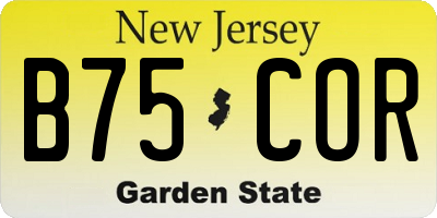 NJ license plate B75COR