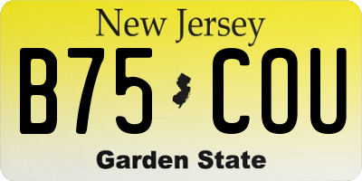 NJ license plate B75COU
