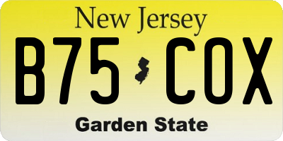 NJ license plate B75COX