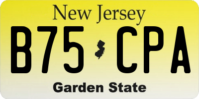 NJ license plate B75CPA
