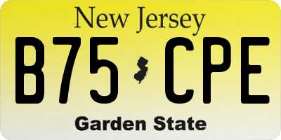 NJ license plate B75CPE