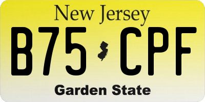 NJ license plate B75CPF
