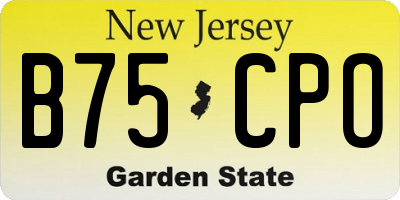 NJ license plate B75CPO