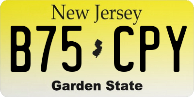 NJ license plate B75CPY