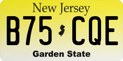 NJ license plate B75CQE