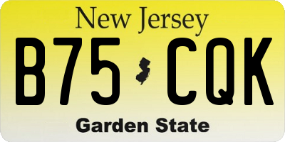 NJ license plate B75CQK