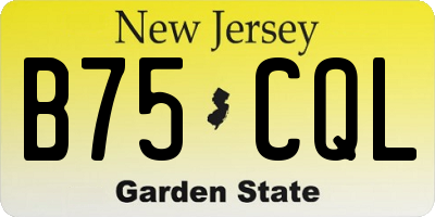 NJ license plate B75CQL