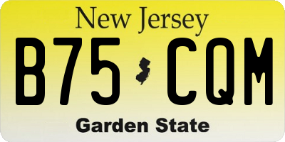 NJ license plate B75CQM
