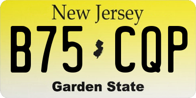 NJ license plate B75CQP