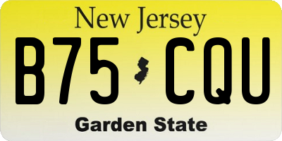 NJ license plate B75CQU