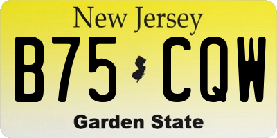 NJ license plate B75CQW