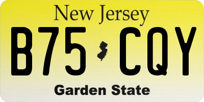 NJ license plate B75CQY
