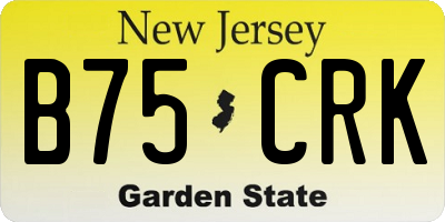 NJ license plate B75CRK