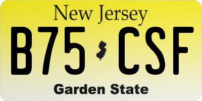 NJ license plate B75CSF
