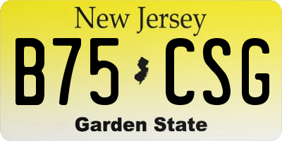 NJ license plate B75CSG