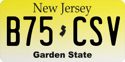 NJ license plate B75CSV