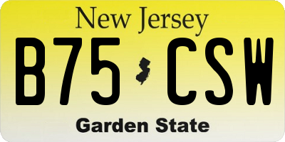 NJ license plate B75CSW