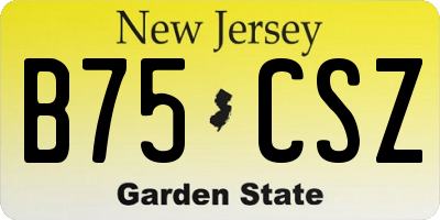 NJ license plate B75CSZ