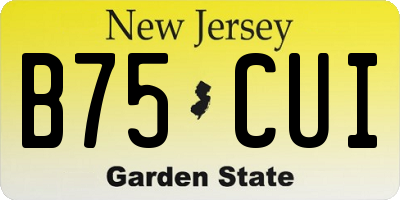 NJ license plate B75CUI