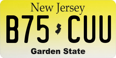 NJ license plate B75CUU