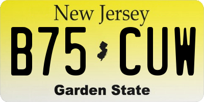 NJ license plate B75CUW