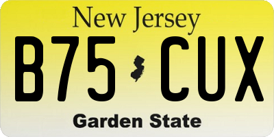 NJ license plate B75CUX